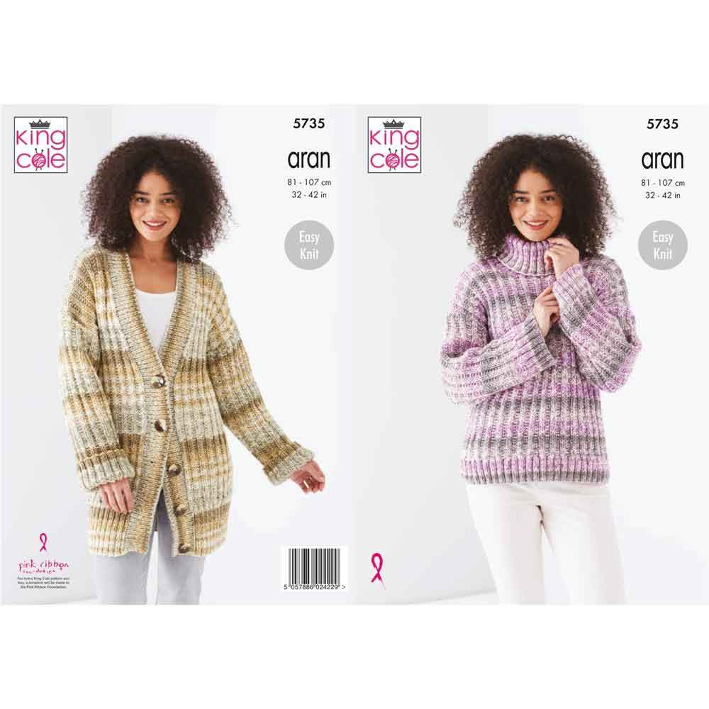 Ladies Cardigan and Sweater Knitting Pattern King Cole Drifter Aran