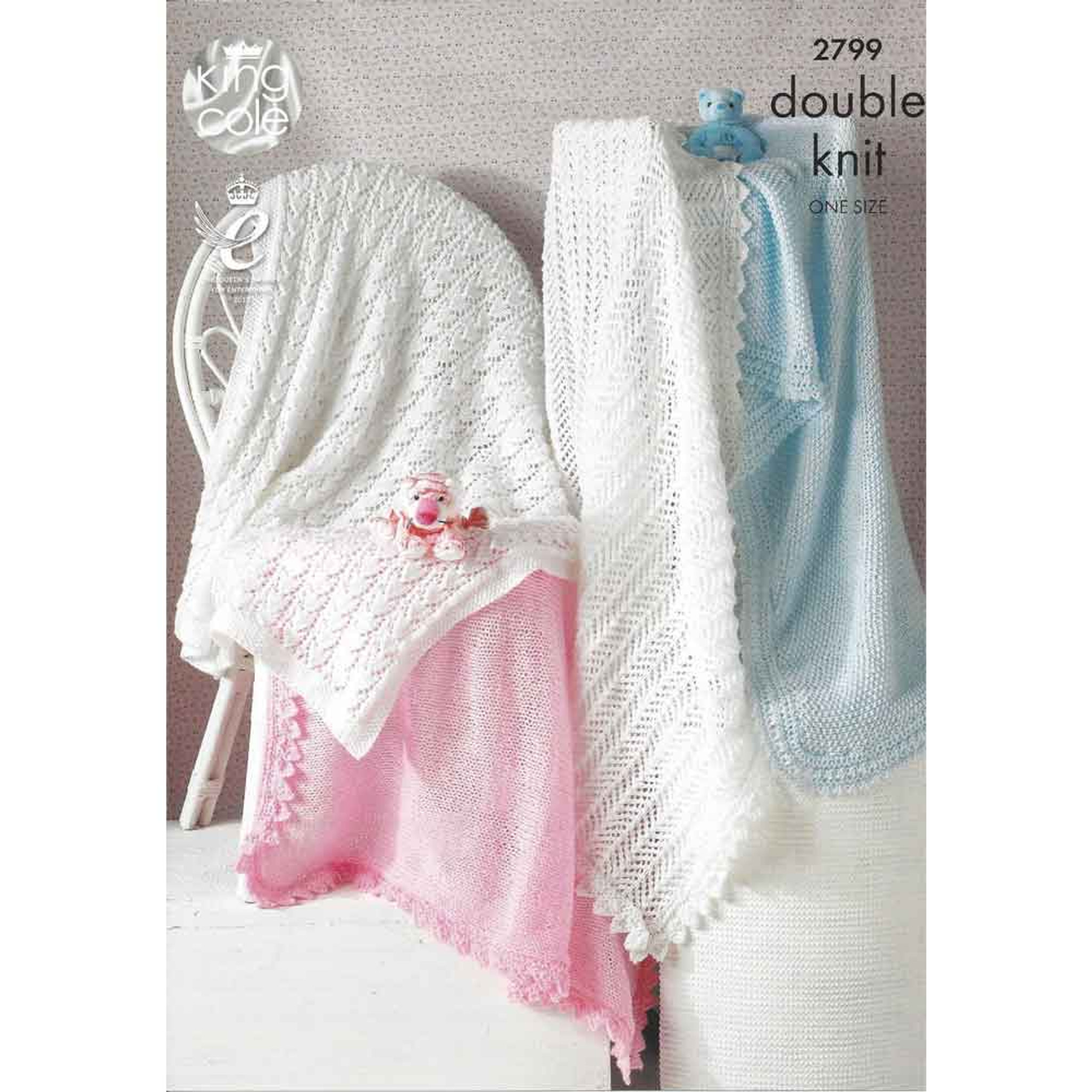 Baby Shawls Knitting Pattern King Cole Big Value Baby DK 2799 Digital Download Outback Yarns