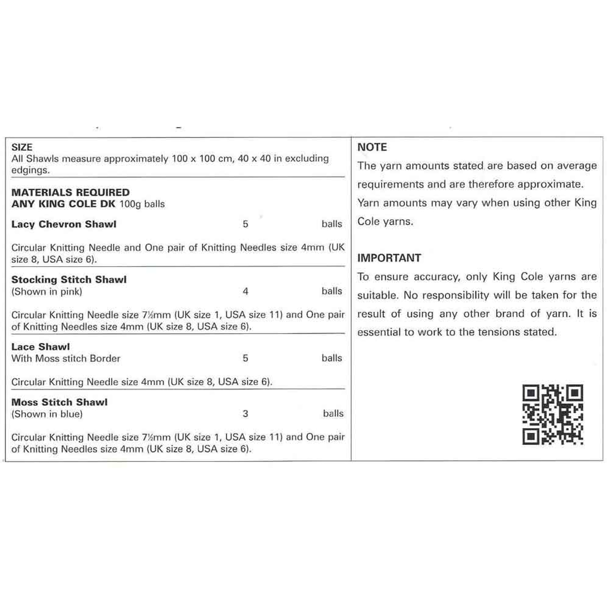 Baby Shawls Knitting Pattern King Cole Big Value Baby DK 2799 Digital Download Outback Yarns