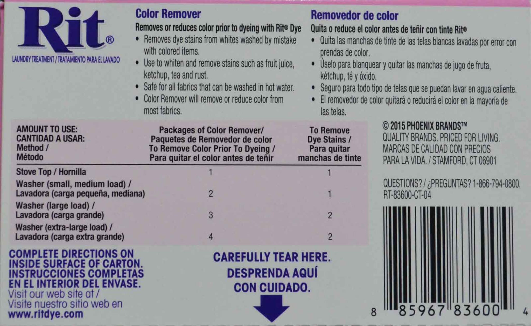 Clothes Dye Color Remover 56.7g Rit Remove Colour Fabric Stains