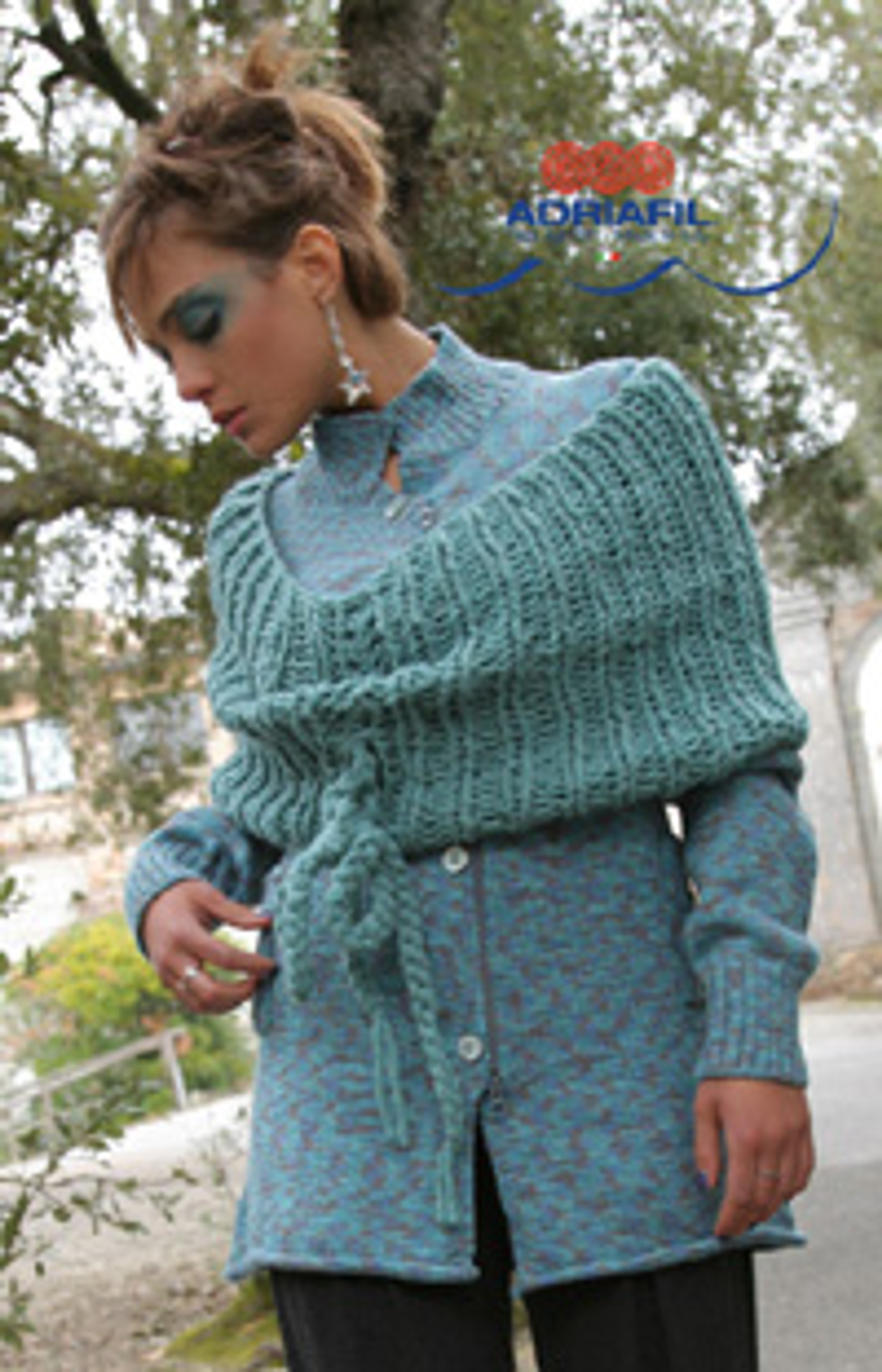 Serena Coat / Jacket Knitting Pattern Adriafil New Zealand Aran Print