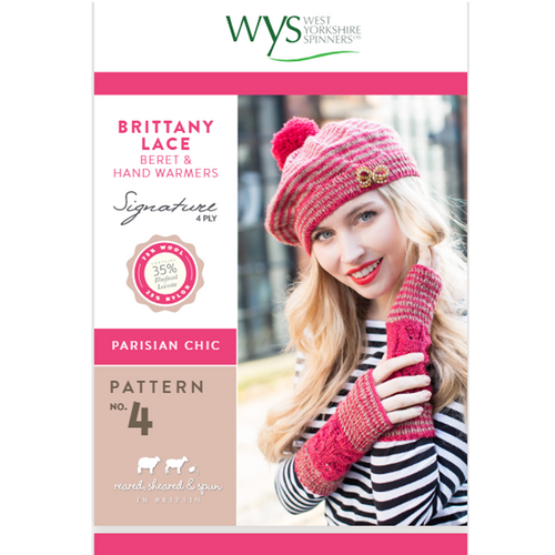Brittany Lace beret and hand warmers Knitting Pattern | Signature Style 4 Ply Knitting Yarn WYS56993 | Digital Download - Main Image