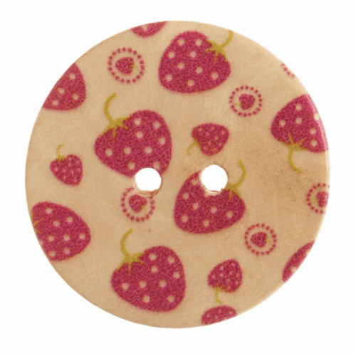 Strawberry Patterned Buttons | Wood Buttons | Trimits