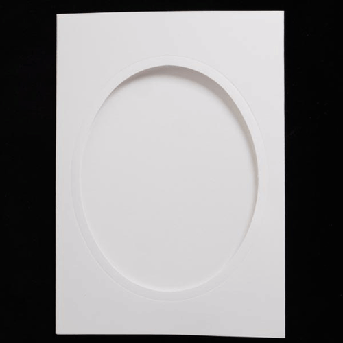  A6 Tri-Fold Card with Oval Aperture, & Envelopes | Habico | Various Colours | White