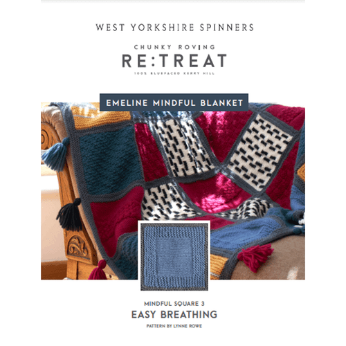 Emeline Mindful Blanket (Easy Breathing) Square Three Knitting Pattern | WYS RE:TREAT Chunky Roving Knitting Yarn | Digital Download - Main Image