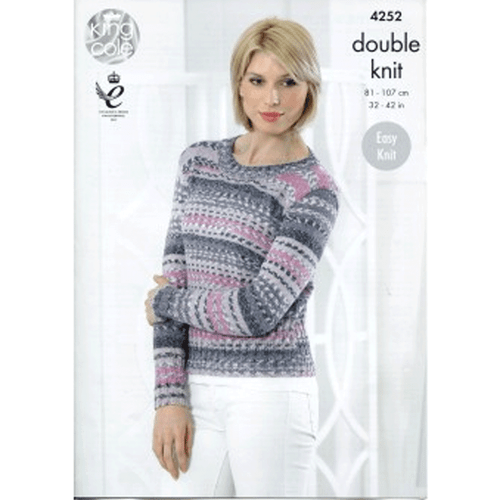 Ladies Sweater and Slipover Knitting Pattern | King Cole Drifter DK 4252 | Digital Download - Main Image