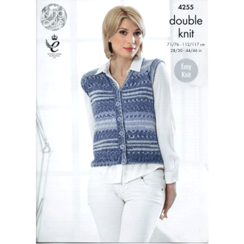 Ladies Slipover and Waistcoat Knitting Pattern | King Cole Drifter DK 4255 | Digital Download - Main Image