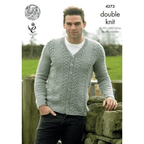 Mens Cardigan and Waistcoat Knitting Pattern | King Cole Panache DK 4273 | Digital Download - Main Image