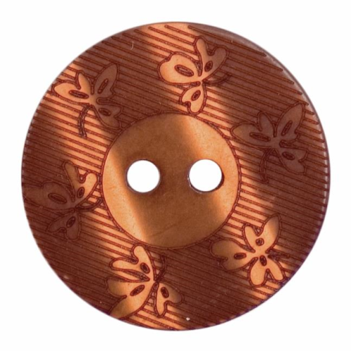 Polyester Round Leaves Button | 23mm | 2 Hole | Brown