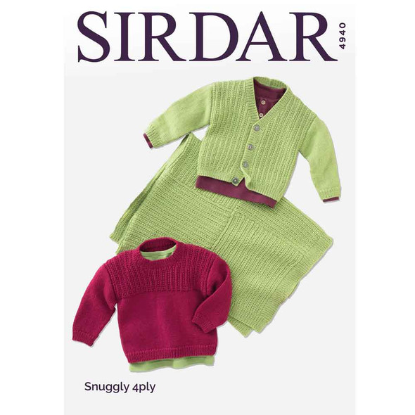 Sweater, Cardigan and Blanket Knitting Pattern | Sirdar Snuggly 4 Ply 4940 | Digital Download - Main Image
