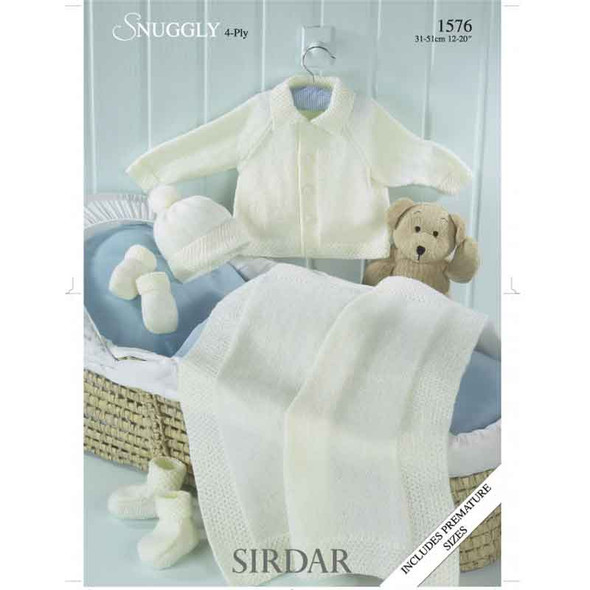 Babies Blanket, Jacket & Accessories Knitting Pattern | Sirdar Snuggly 4 Ply 1576 | Digital Download - Main Image