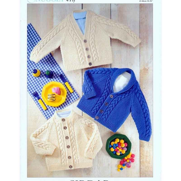 Boys' Jackets/Cardigans Knitting Pattern | Sirdar Snuggly 4 Ply 3027 | Digital Download - Main Image