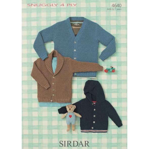 Babies/Boys Fisherman Rib Cardigans Knitting Pattern | Sirdar Snuggly 4 Ply 4640 | Digital Download - Main Image