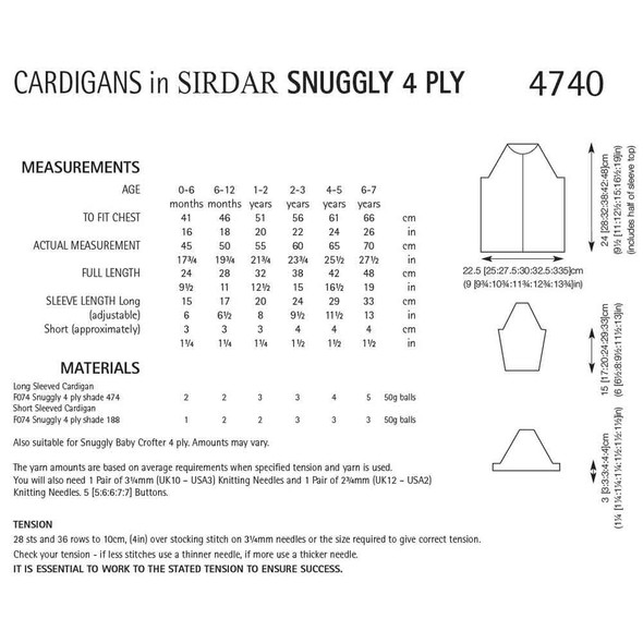 Babies/Girls Cardigans Knitting Pattern | Sirdar Snuggly 4 Ply 4740 | Digital Download - Pattern Table