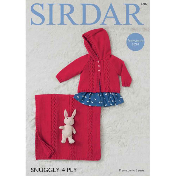 Baby Girl's Hooded Jacket and Blanket Knitting Pattern | Sirdar Snuggly 4 Ply 4687 | Digital Download - Main image