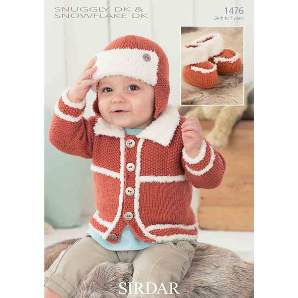 Baby/Kids Cardigan/Jacket, Helmet & Bootees Knitting Pattern | Sirdar Snuggly DK & Snowflake DK 1476 | Digital Download - Main image
