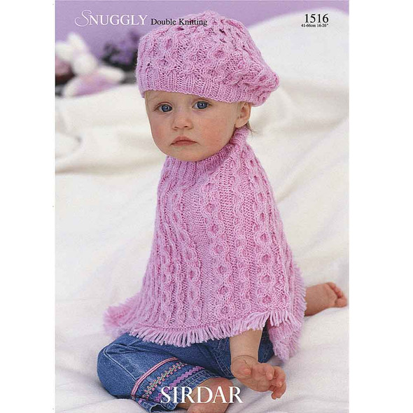Baby/Girl's Poncho and Beret Knitting Pattern | Sirdar Snuggly DK 1516 | Digital Download - Main Image