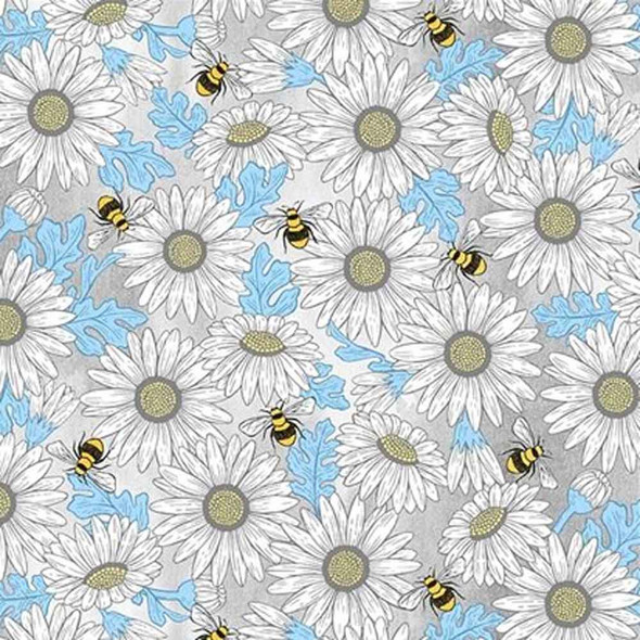 Queen Bee | Diane Kappa | Michael Miller Fabrics | MMDC9160GRAY | Feed the Bees Grey