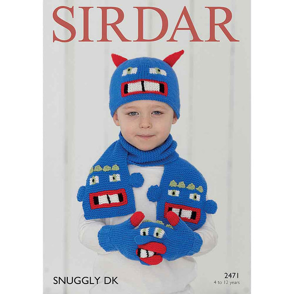 Robot Gloves, Hat and Scarf Knitting Pattern | Sirdar Snuggly DK 2471 | Digital Download - Main Image