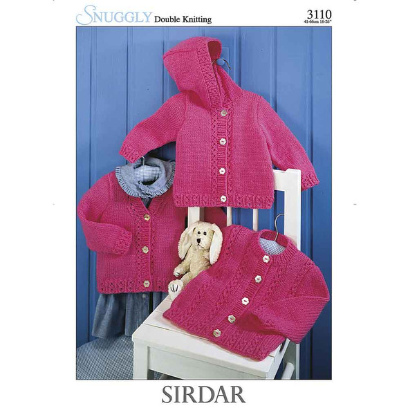 Baby/Girl's Eyelet Lace Trim Cardigans Knitting Pattern | Sirdar Snuggly DK 3110 | Digital Download - Main Image