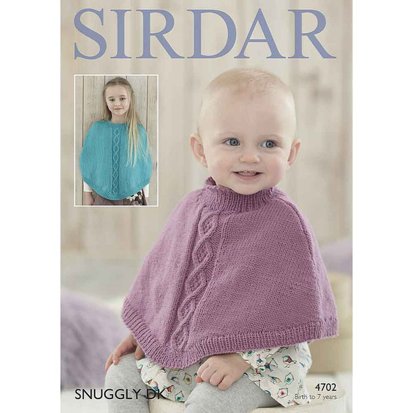 Girl's Ponchos Knitting Pattern | Sirdar Snuggly DK 4702 | Digital Download - Main Image