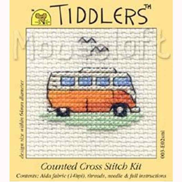 Tiddlers Mini Cross Stitch Kits | Mouseloft | Orange Camper Van - Main Image