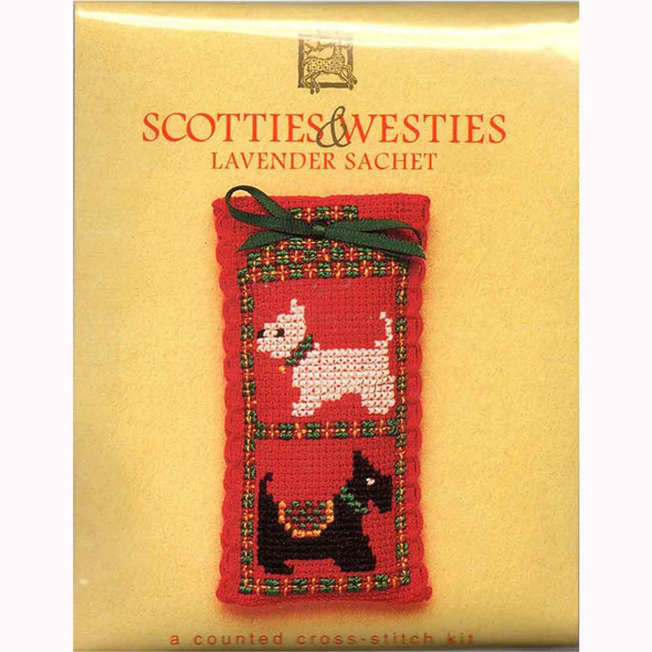 Textile Heritage | Counted Cross Stitch Lavender Sachet Kit | Scotties & Westies