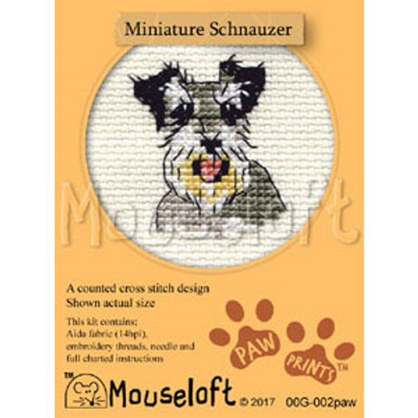 Mouseloft Mini Cross Stitch Kits | Paw Prints | Miniature Schnauzer