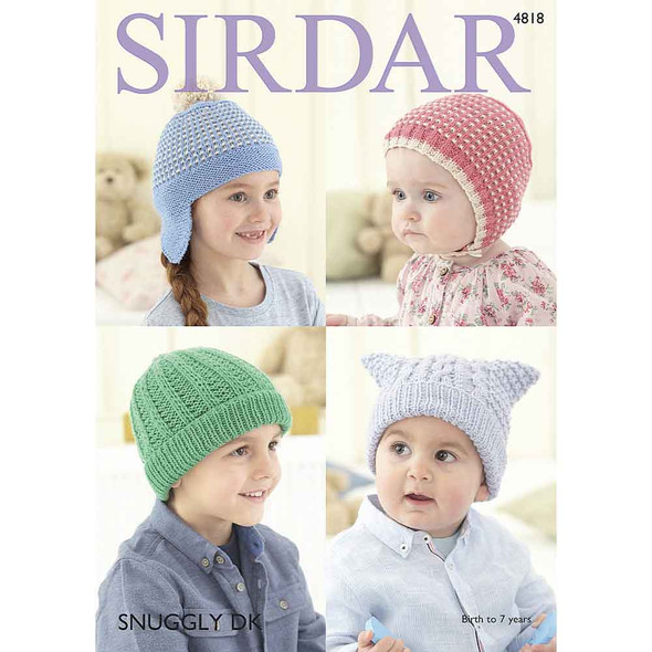 Baby/Children Hats Knitting Pattern | Sirdar Snuggly DK 4818 | Digital Download - Main Image