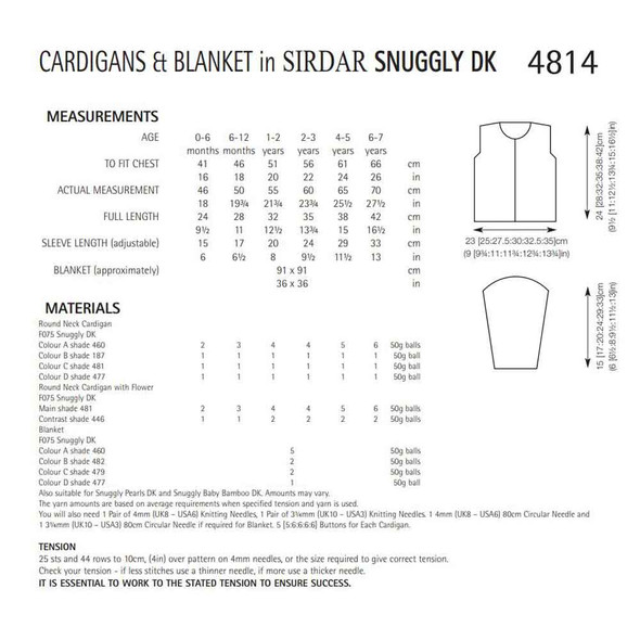 Cardigans and Blanket Knitting Pattern | Sirdar Snuggly DK 4814 | Digital Download - Pattern Table