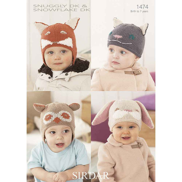 Baby/Children Hats and Helmets Knitting Pattern | Sirdar Snuggly DK and Snowflake DK 1474 | Digital Download - Main Image
