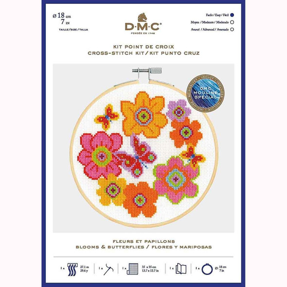 DMC | Cross Stitch Kit | Bright Bold Blooms | Blooms and Butterflies