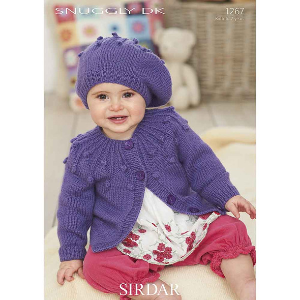 Cardigan and Beret Knitting Pattern | Sirdar Snuggly DK 1267 | Digital Download - Main Image