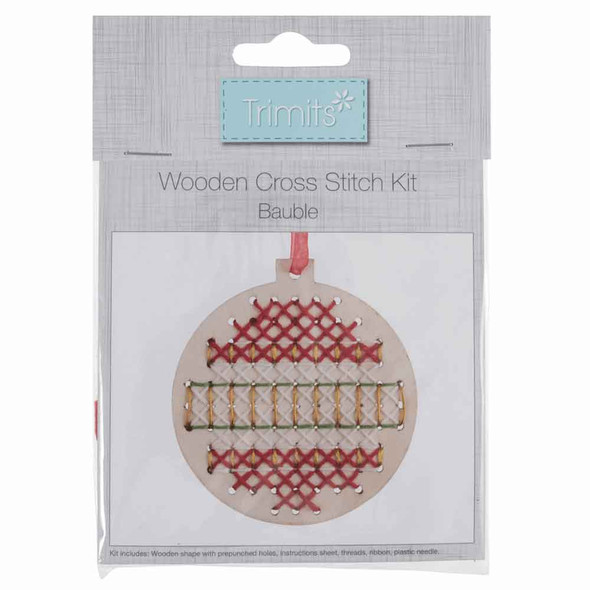 Trimits | Round Bauble Shaped Wooden Cross Stitch Shape - Main Image