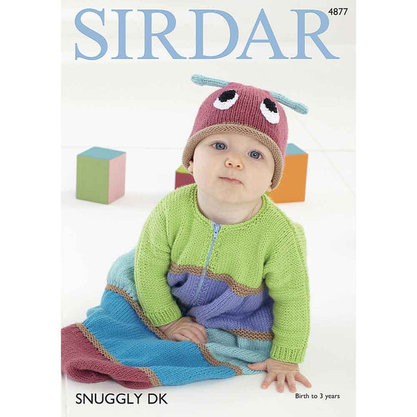 Children/Baby Sleeping Bag and Hat Knitting Pattern | Sirdar Snuggly DK 4877 | Digital Download - Main Image
