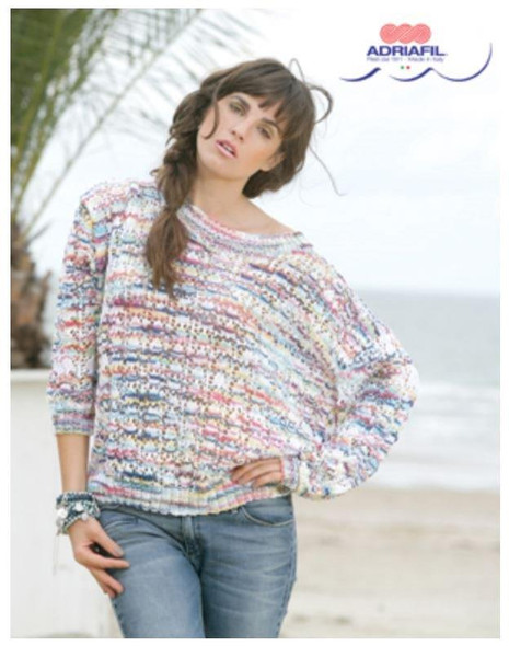 Olga Ladies Jumper / Pullover Knitting Pattern | Adriafil Cheope / Essenza Knitting Yarn | Free Downloadable Pattern - Main Image