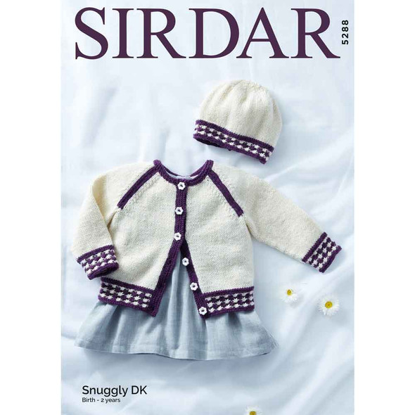 Baby Girl's Cardigan and Hat Knitting Pattern | Sirdar Snuggly DK 5288 | Digital Download - Main Image