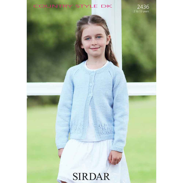 Girls Round Neck Cardigan Knitting Pattern | Sirdar Country Style DK 2436 | Digital Download - Main Image