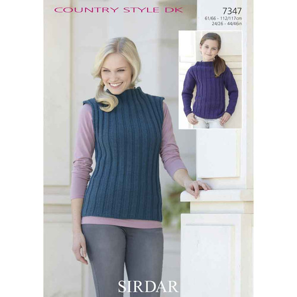 Sweater and Sleeveless Top Knitting Pattern | Sirdar Country Style DK 7347 | Digital Download - Main Image