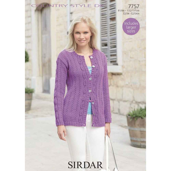 Ladies Cardigan Knitting Pattern | Sirdar Country Style DK 7757 | Digital Download - Main Image