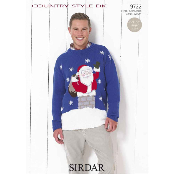Santa Claus Sweater Knitting Pattern | Sirdar Country Style DK 9722 | Digital Download - Main Image