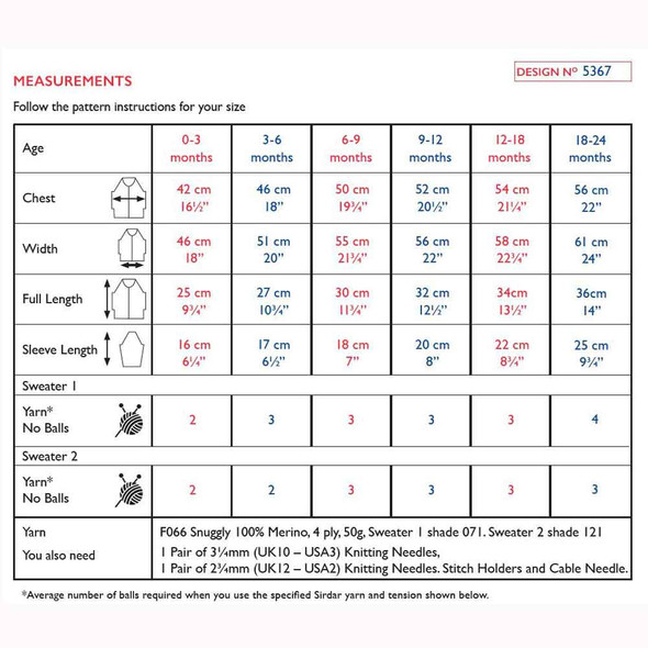 Baby Sweaters Knitting Pattern | Sirdar Snuggly 100% Merino 4 Ply 5367 | Digital Download - Pattern Table