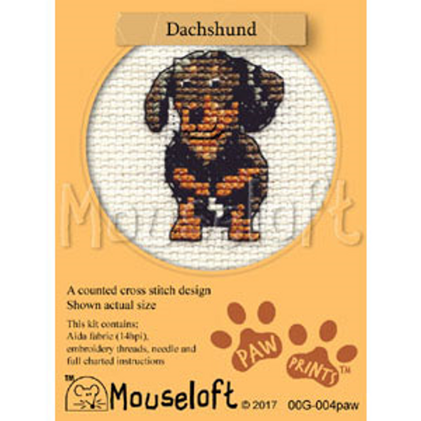 Dachshund | Stitchlets Mini Cross Stitch Kits | Paw Prints | Mouseloft