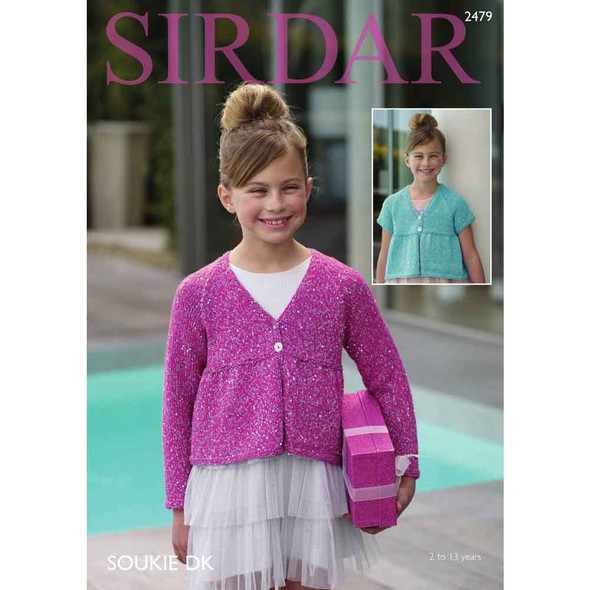 Girls' Cardigan Knitting Pattern | Sirdar Soukie DK 2479 | Digital Download - Main Image