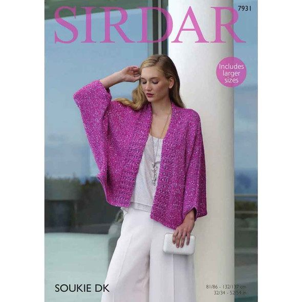 Kimono Style Jacket Knitting Pattern | Sirdar Soukie DK 7931 | Digital Download - Main Image