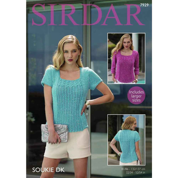 Lady's Tops Knitting Pattern | Sirdar Soukie DK 7929 | Digital Download - Main Image