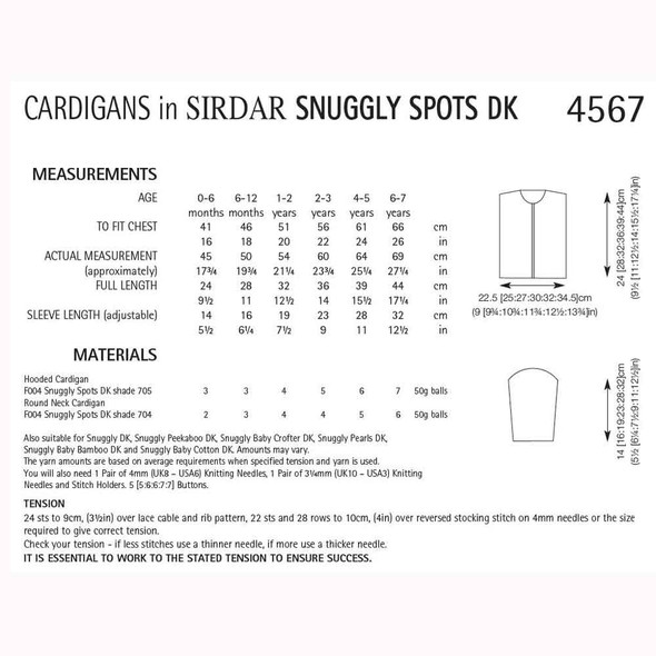 Cardigans Knitting Pattern | Sirdar Snuggly Spots DK 4567 | Digital Download - Pattern Table