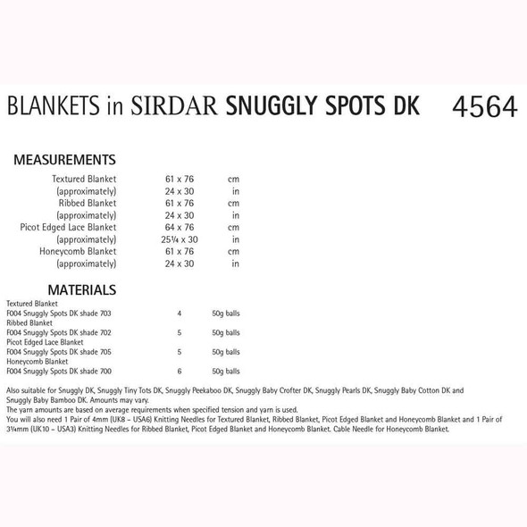 Blankets Knitting Pattern | Sirdar Snuggly Spots DK 4564 | Digital Download - Pattern Table
