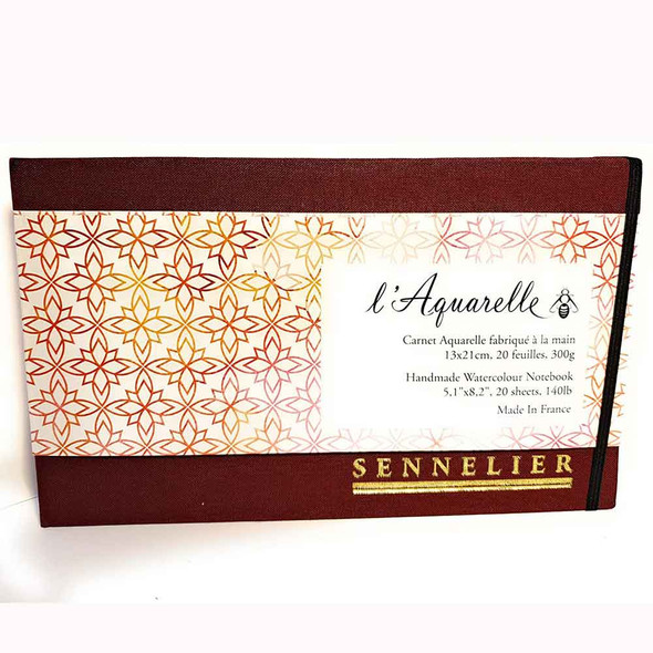 Sennelier l'Aquarelle Handmade Watercolour Notebook | 13 x 21cm 20 sheets 300gsm | Red - Main Image