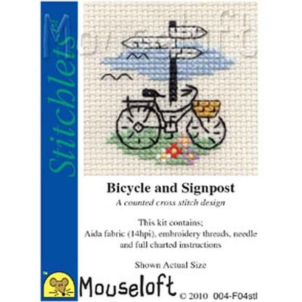 Mouseloft Stitchlets Mini Cross Stitch Kits | Bicycle & Signpost